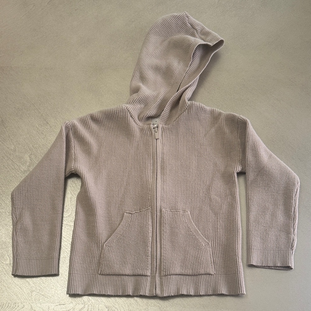 Kids Hooded Knit Cardigan - Beige